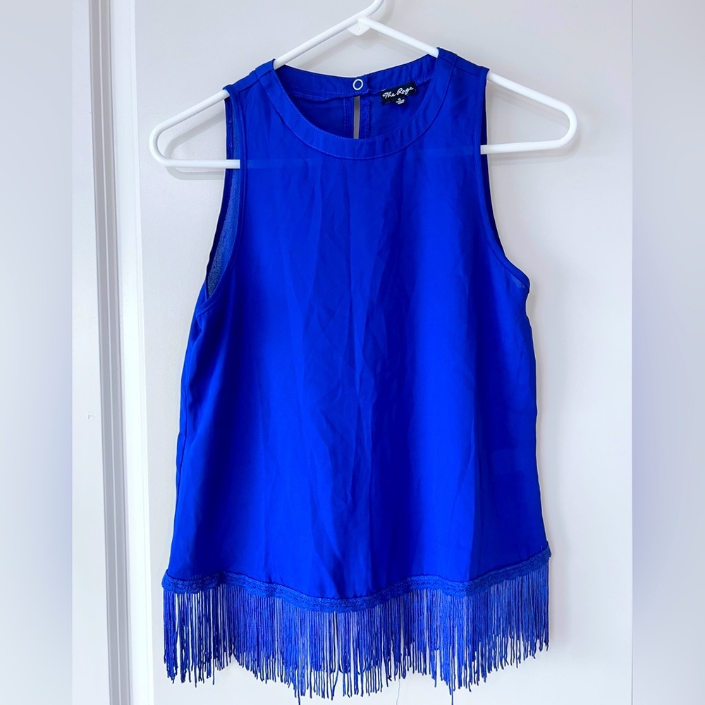 Vibrant Blue Asymmetrical Sleeveless Tank Top